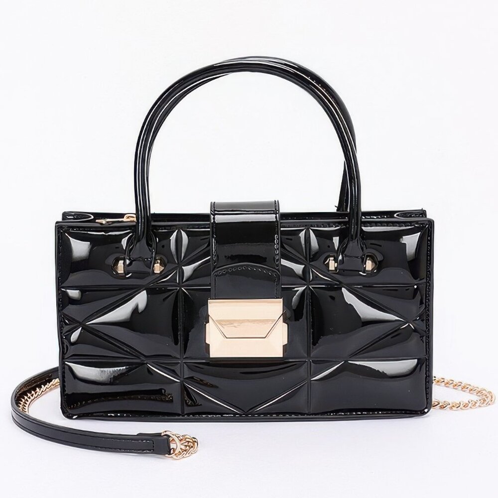 Embossed Enamel Handle Clutch